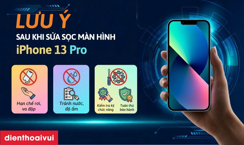 Lưu &yacute; sau khi sửa sọc m&agrave;n h&igrave;nh iPhone 13 Pro