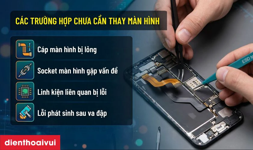 Những trường hợp c&oacute; thể xử l&yacute; lỗi m&agrave; chưa cần thay m&agrave;n h&igrave;nh