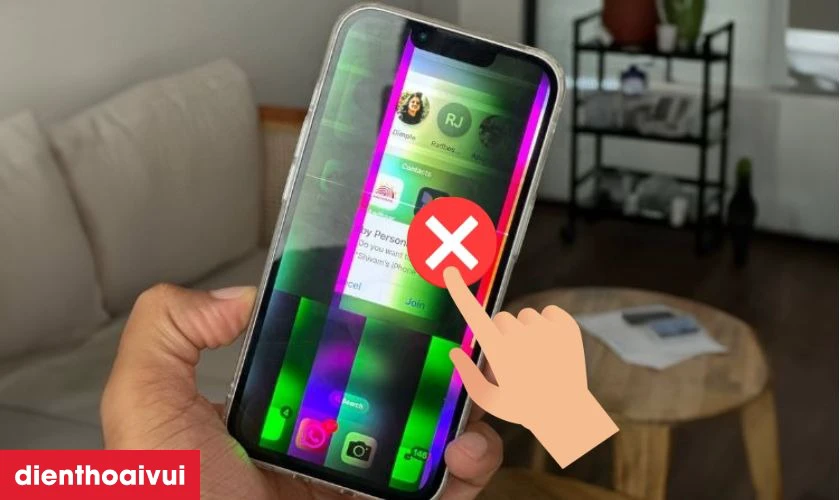 M&agrave;n h&igrave;nh sọc v&agrave; xuất hiện v&ugrave;ng cảm ứng kh&ocirc;ng phản hồi