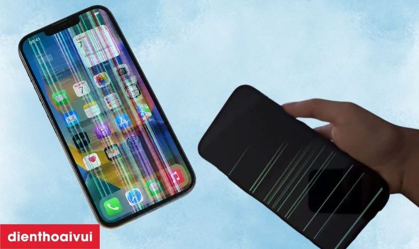 Sửa sọc m&agrave;n h&igrave;nh iPhone 14 Plus - Nhiều đường sọc xuất hiện
