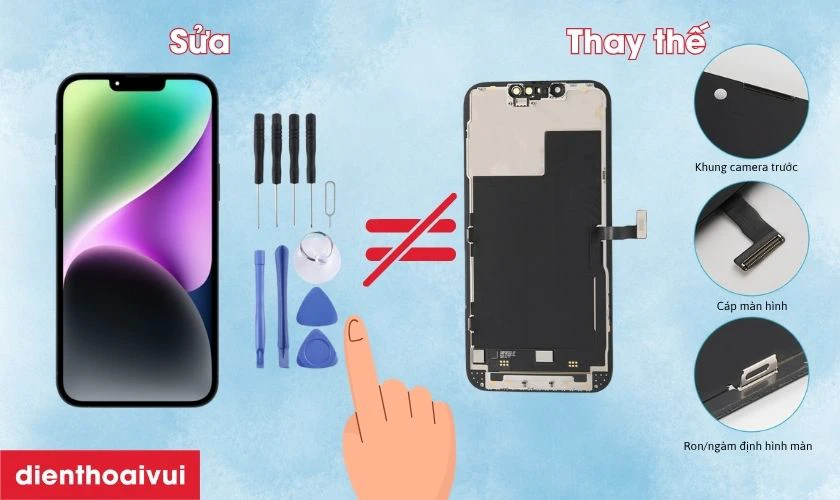 Sửa sọc m&agrave;n h&igrave;nh iPhone 14 Plus hay thay m&agrave;n h&igrave;nh mới?