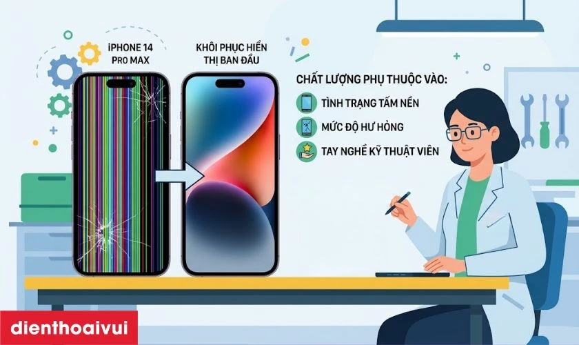Sửa sọc m&agrave;n h&igrave;nh iPhone 14 Pro Max c&oacute; ảnh hưởng đến chất lượng hiển thị kh&ocirc;ng?