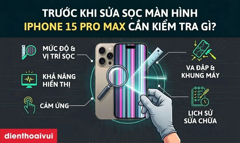 Trước khi sửa sọc m&agrave;n h&igrave;nh iPhone 15 Pro Max cần kiểm tra g&igrave;?