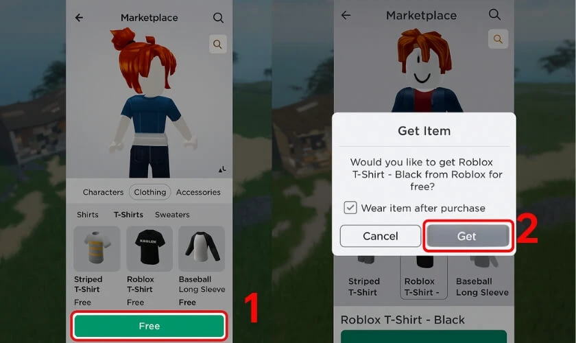Tích vào ô Wear item after purchase
