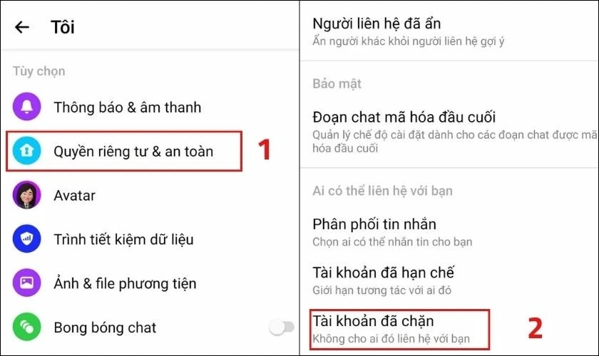 Cách bỏ chặn tr&ecirc;n Messenger