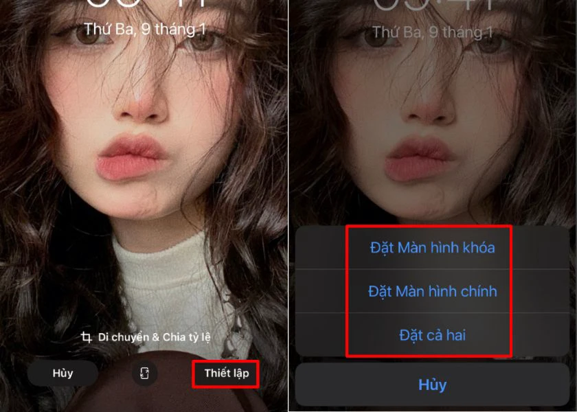Nhấn Thiết lập ở góc phải bên dưới màn hình