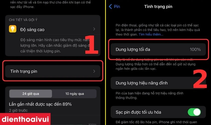 Nhấn chọn mục T&igrave;nh trạng pin