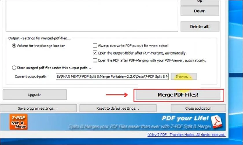 Nhấn v&agrave;o Merge PDF Files