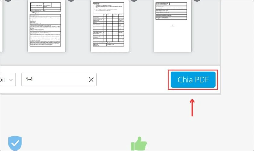 Bấm v&agrave;o Chia PDF v&agrave; chờ v&agrave;i gi&acirc;y để ho&agrave;n tất t&aacute;ch file