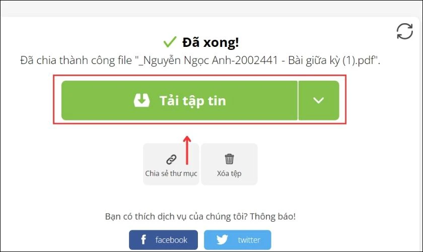 Ấn v&agrave;o Tải tập tin l&agrave; file sẽ tải xuống m&aacute;y t&iacute;nh