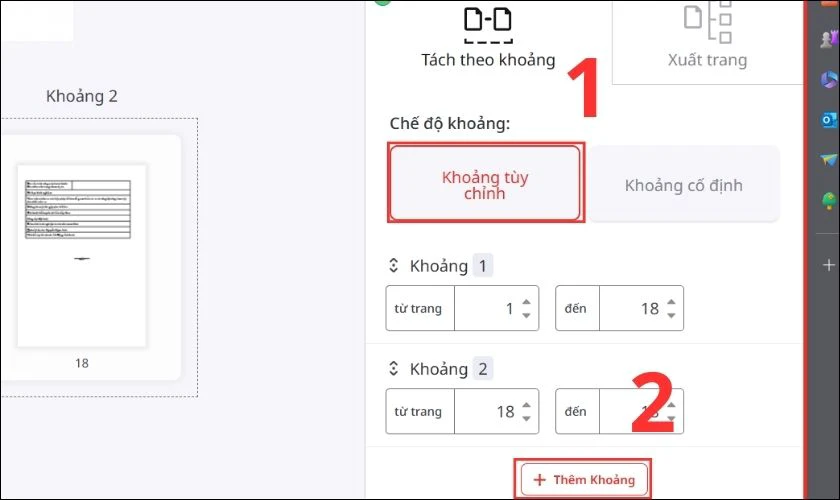 Ngắt file theo khoảng t&ugrave;y chỉnh