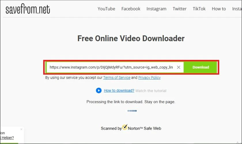 Dán link đã sao chép vào ô nhập liệu