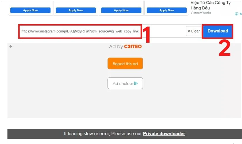 Nhấn Download hoặc Tải về