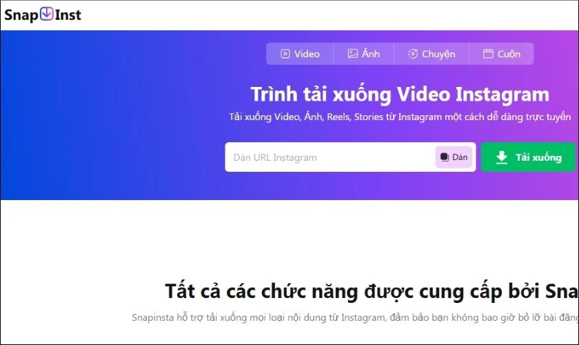 Mở trình duyệt và vào trang web https://snapinsta.guru/vi
