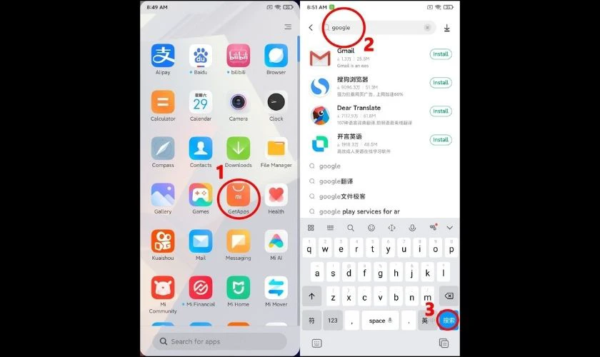 Mở ứng dụng GetApps và nhập từ khóa Google vào ô tìm kiếm
