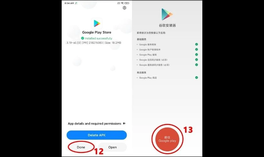 Nhấn Done để hoàn tất quá trình tải và cài đặt CH Play cho Xiaomi