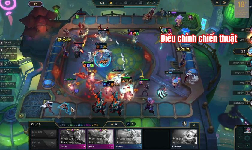 Gameplay Đấu Trường Chân Lý Mobile - Điều chỉnh chiến thuật