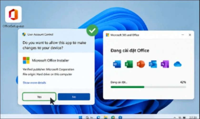 Mở file cài đặt vừa tải và chờ quá trình cài đặt hoàn tất