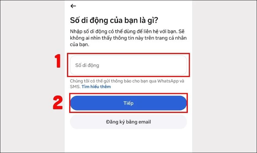 Lúc này, bạn sẽ cần nhập số điện thoại