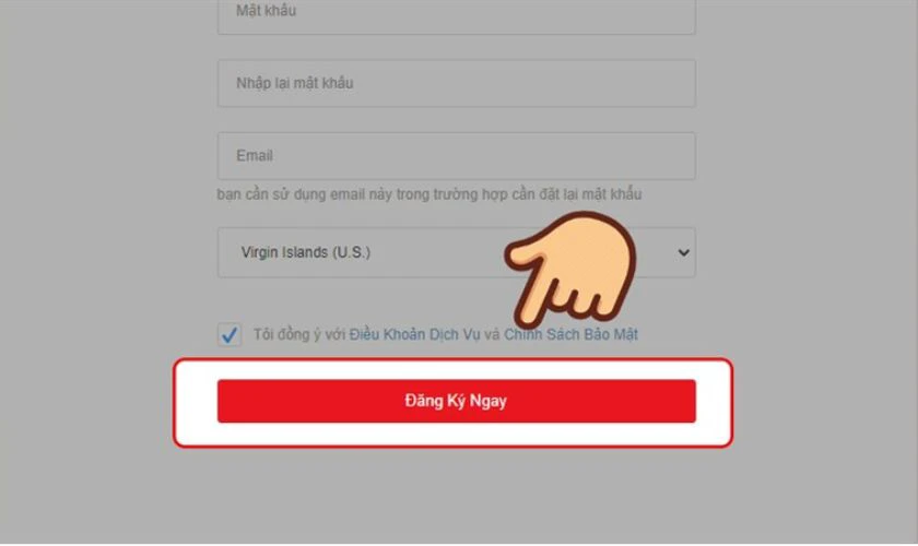 Nhấn vào nút Đăng ký ngay