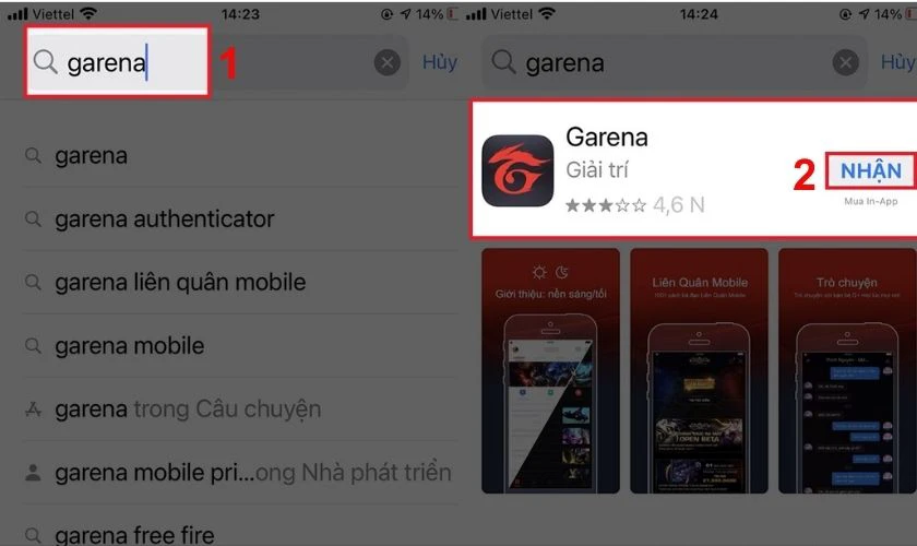 Chọn nút Nhận bên cạnh ứng dụng để bắt đầu