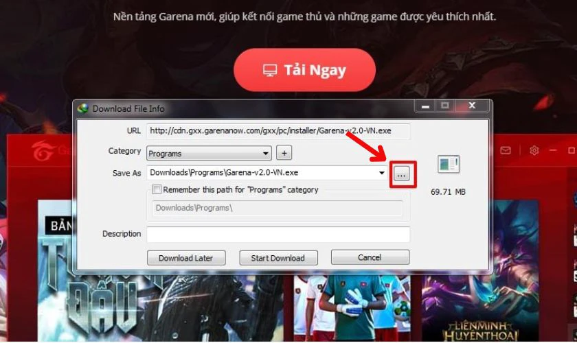 Bạn cần chọn vị trí lưu file cài đặt
