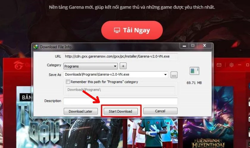 Sau khi lưu tệp, nhấn Start Download