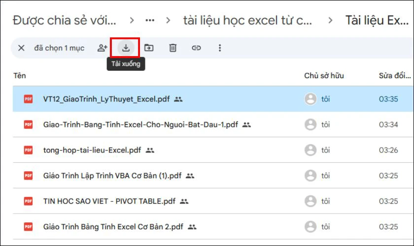 C&aacute;ch tải t&agrave;i liệu học Excel từ cơ bản đến n&acirc;ng cao PDF tr&ecirc;n m&aacute;y t&iacute;nh
