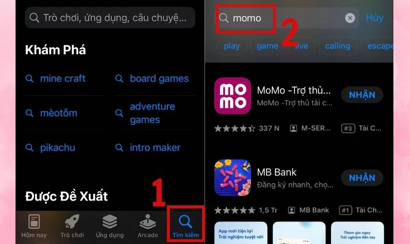 Tải Momo trên điện thoại iPhone đơn giản