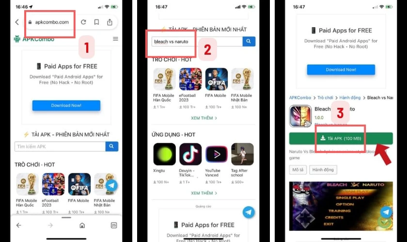 C&aacute;ch tải Naruto vs Bleach 3.5 tr&ecirc;n điện thoại iOS