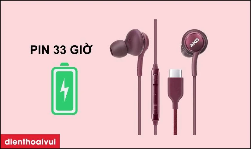 Dung lượng pin l&ecirc;n đến 33 giờ chỉ với một lần sạc