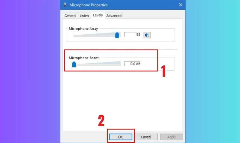 Điều chỉnh Microphone Boost