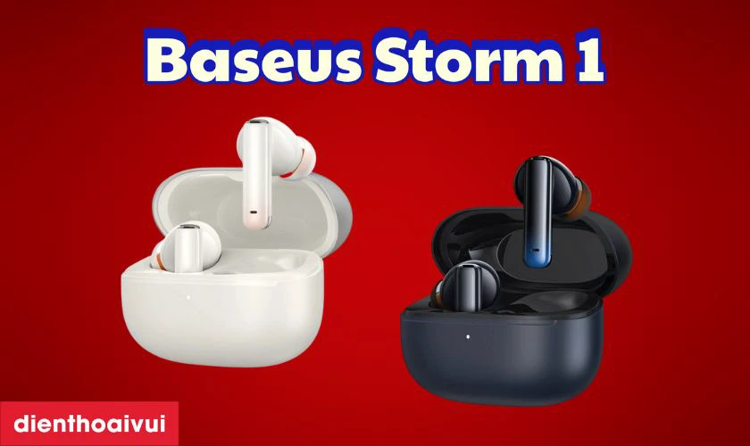 Tai nghe Bluetooth Baseus Storm 1 c&oacute; hai m&agrave;u sắc l&agrave; đen v&agrave; trắng