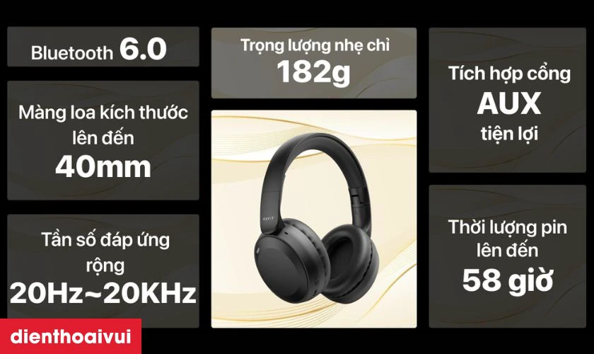 Thời lượng pin tai nghe l&ecirc;n đến 58 giờ