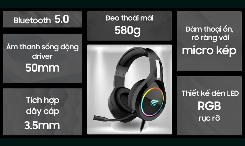 Tai nghe chụp tai Gaming Havit HV-H2232D dưới 500k