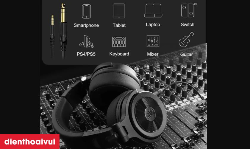 Tai nghe chụp tai Oneodio A70 hỗ trợ đa dạng thiết bị