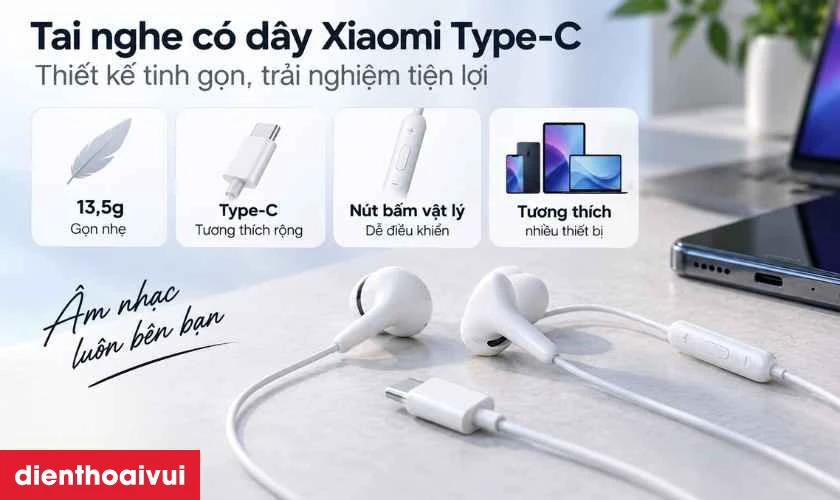 Tai nghe c&oacute; d&acirc;y Xiaomi Type-C