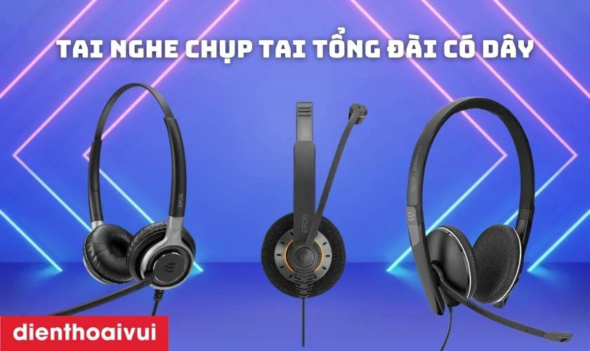 Tai nghe chụp tai tổng đ&agrave;i c&oacute; d&acirc;y