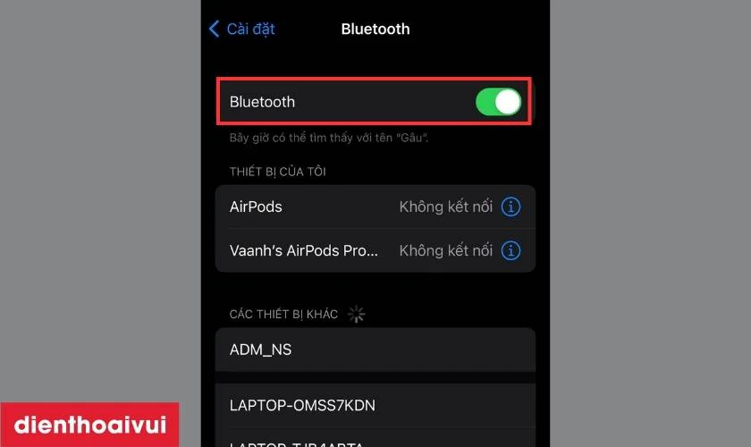 Bật chức năng Bluetooth trong phần C&agrave;i đặt
