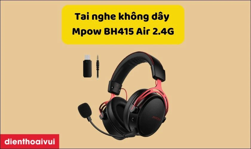 Tai nghe chụp tai chơi game kh&ocirc;ng d&acirc;y Mpow BH415 Air 2.4G