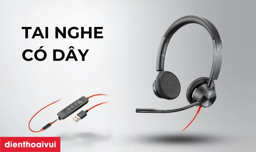 Tai nghe Plantronics c&oacute; d&acirc;y th&ocirc;ng thường