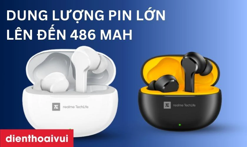 Dung lượng pin lớn lên đến 486 mAh