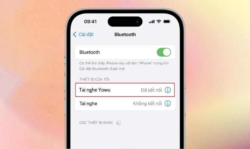 Bạn t&igrave;m kiếm v&agrave; nhấn v&agrave;o t&ecirc;n thiết bị Yowu trong Bluetooth