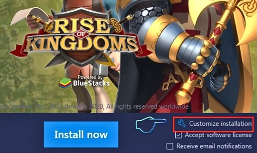 Ở g&oacute;c dưới b&ecirc;n phải, sẽ xuất hiện t&ugrave;y chọn Customize Installation