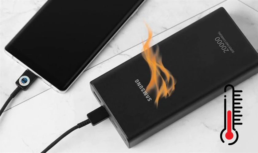 Tại sao củ sạc Samsung bị n&oacute;ng khi d&ugrave;ng để sạc cục sạc dự ph&ograve;ng?