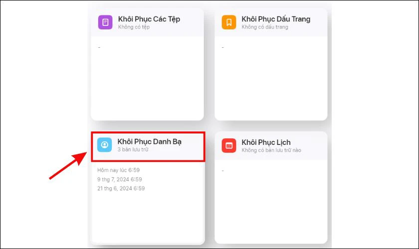 Kh&ocirc;i phục danh bạ