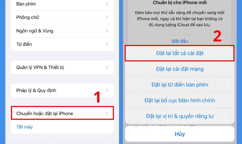 Đưa máy về chế độ cài đặt gốc