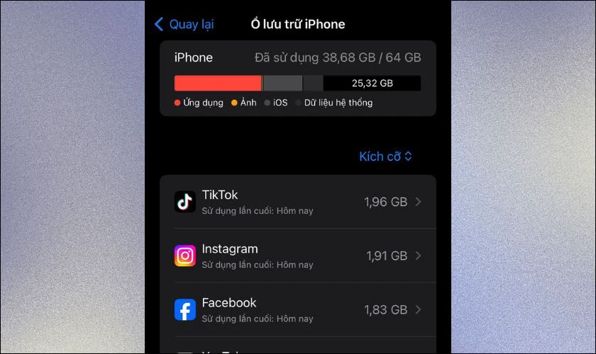 Kiểm tra dung lượng khả dụng tr&ecirc;n thiết bị l&agrave; bước đầu ti&ecirc;n quan trọng