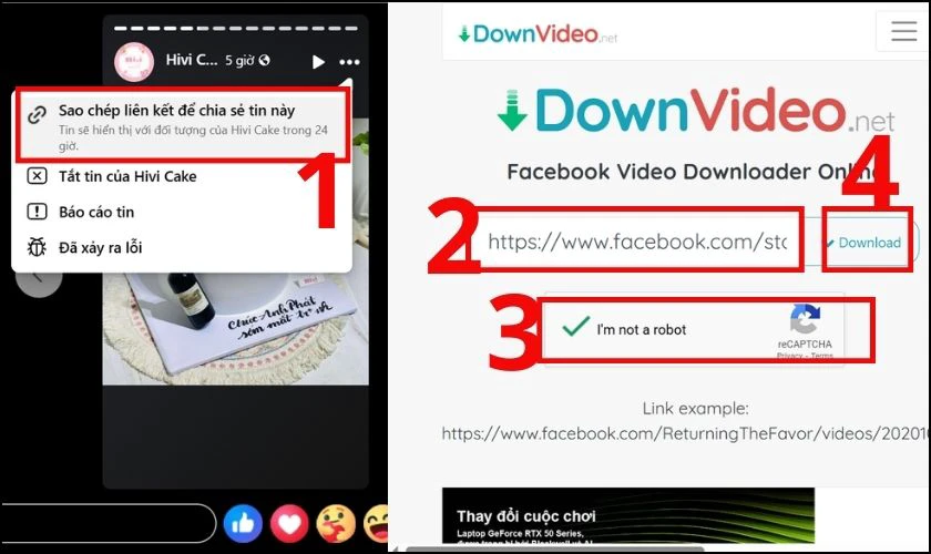 Sao ch&eacute;p li&ecirc;n kết của story tr&ecirc;n Facebook