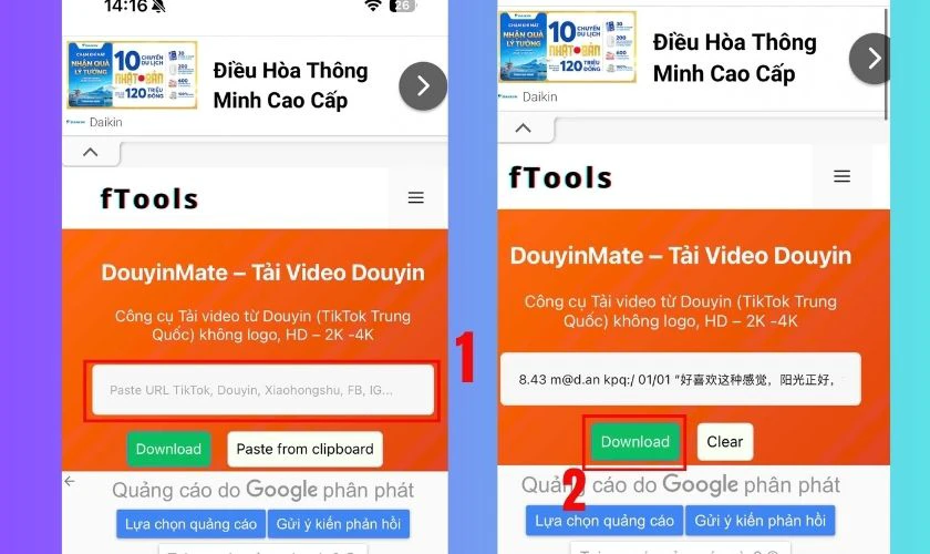 Tại giao diện chính, bạn dán đường link Douyin đã sao chép vào ô